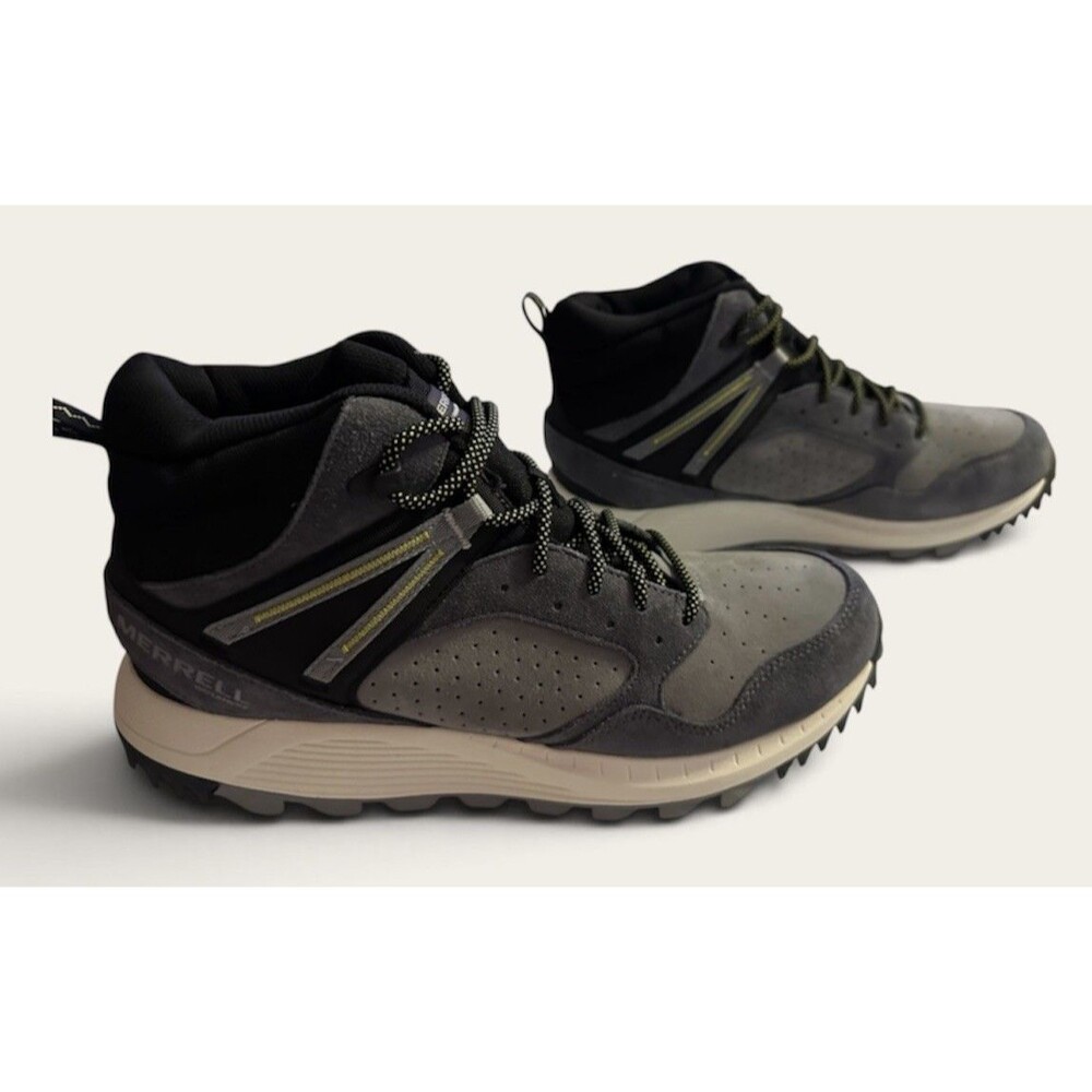Merrell Wildwood Leather Waterproof Gray Hiking Boots J068029 Men's 13